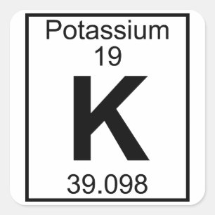 Element 019 - K - Kalium (vollständig) Quadratischer Aufkleber