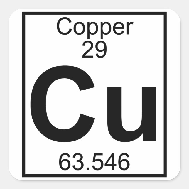 Element 029 - Cu - Kupfer (vollständig) Quadratischer Aufkleber (Vorderseite)
