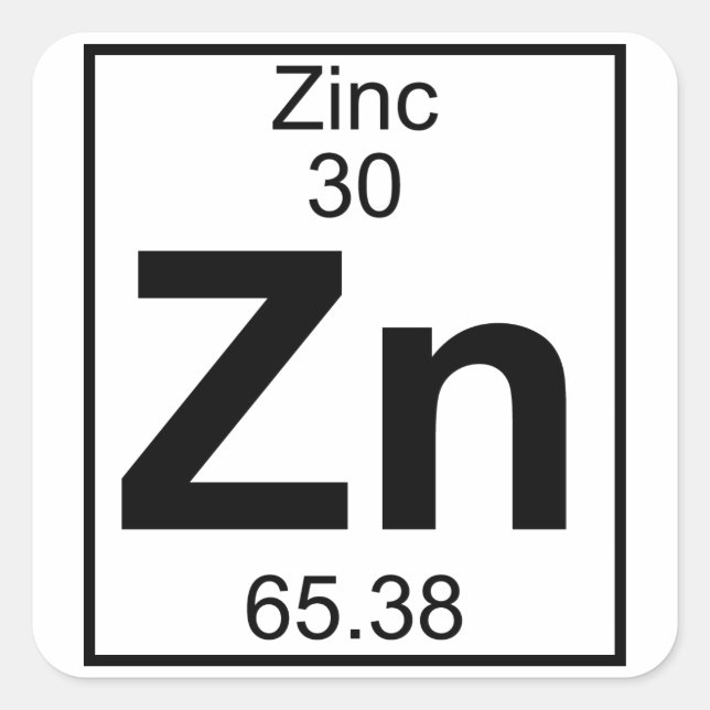 Element 030 - Zn - Zink (voll) Quadratischer Aufkleber (Vorderseite)