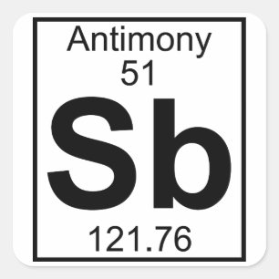 Element 051 - Sb - Antimon (vollständig) Quadratischer Aufkleber