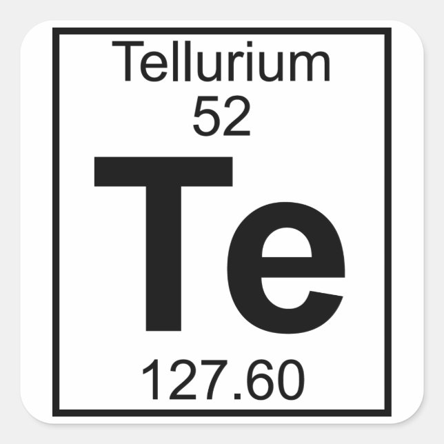 Element 052 - Te - Tellur (voll) Quadratischer Aufkleber (Vorderseite)