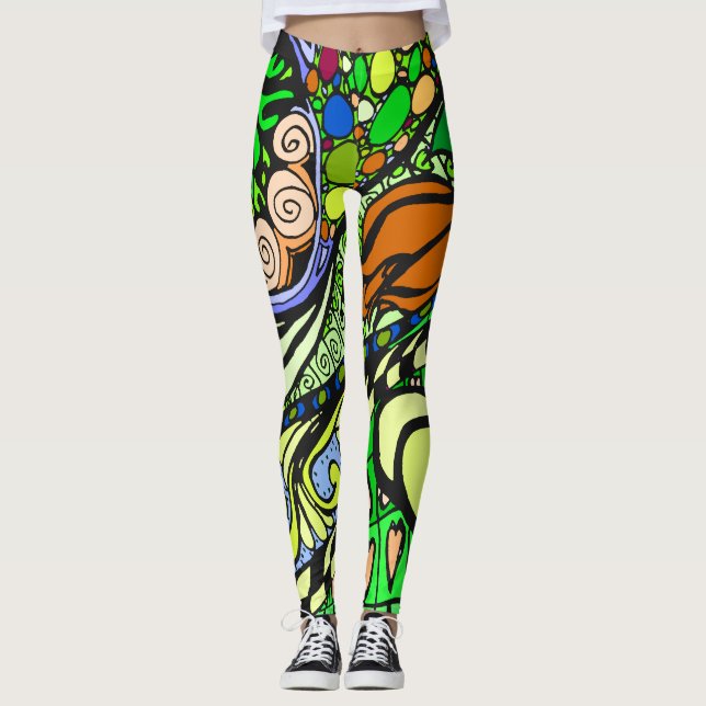 Element 9b Doodle Fine Art Leggings green (Vorderseite)