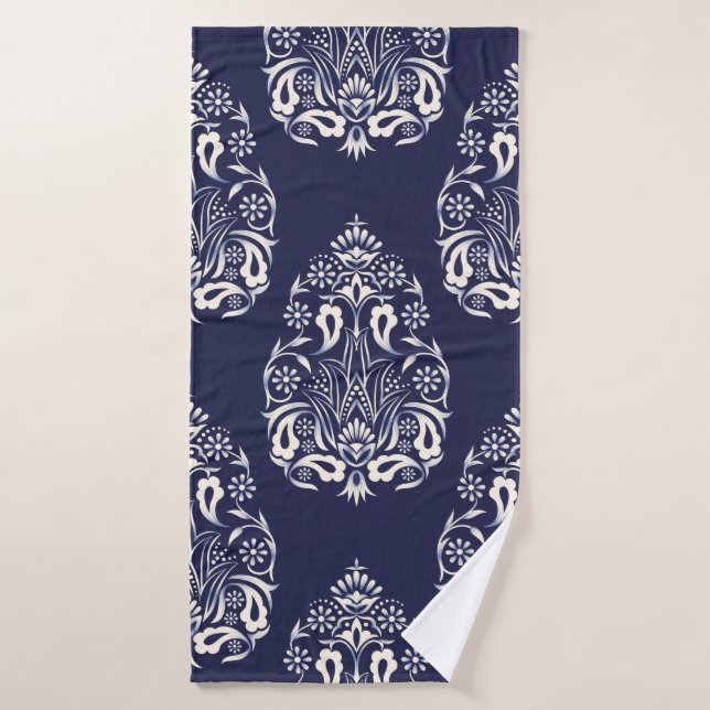 élément motif transparent damassé bleu (Serviette de bain)