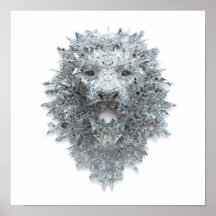 Elemental Abstract Art: Crystallized Guardian Lion