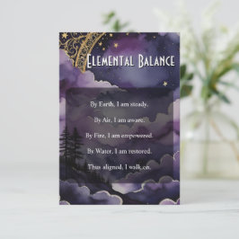 Elemental Balance Pagan Prayer Pocket Ritual Card Einladung