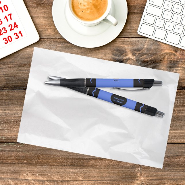 Elemental Blue Crayon Wrap Monogram Name Kugelschreiber (Von Creator hochgeladen)