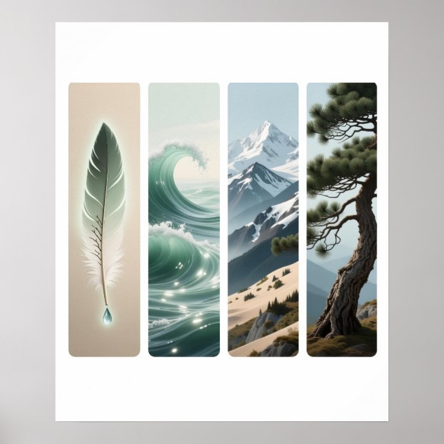 Elemental Nature Feather Wave Mountain Pine Poster (Vorne)