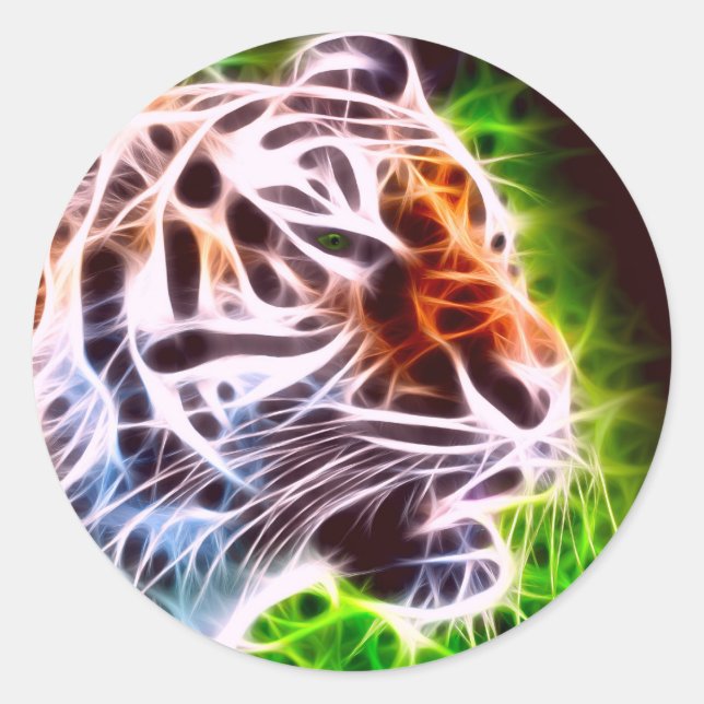 Elemental Tiger Runder Aufkleber (Vorderseite)