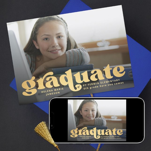 Elementarankündigung des Retro-Gold-Fotos Einladung (Von Creator hochgeladen)