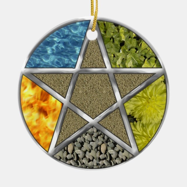 Elementare heidnische Pentagram-Pentagramm Wiccan Keramik Ornament (Vorne)