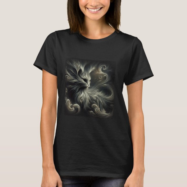 Elementare Luft Dunkle Fantasy Wind Kryptid Katzen T-Shirt (Vorderseite)