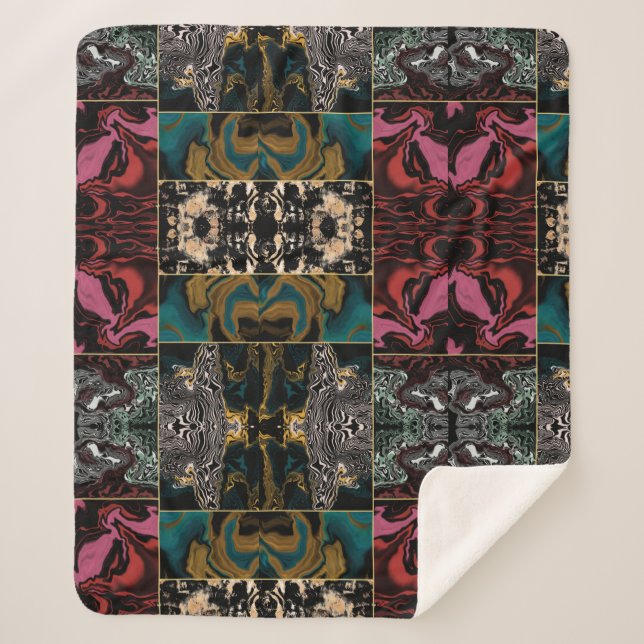 Elementares Abstraktes MARBLE-Muster Sherpadecke (Vorderseite)