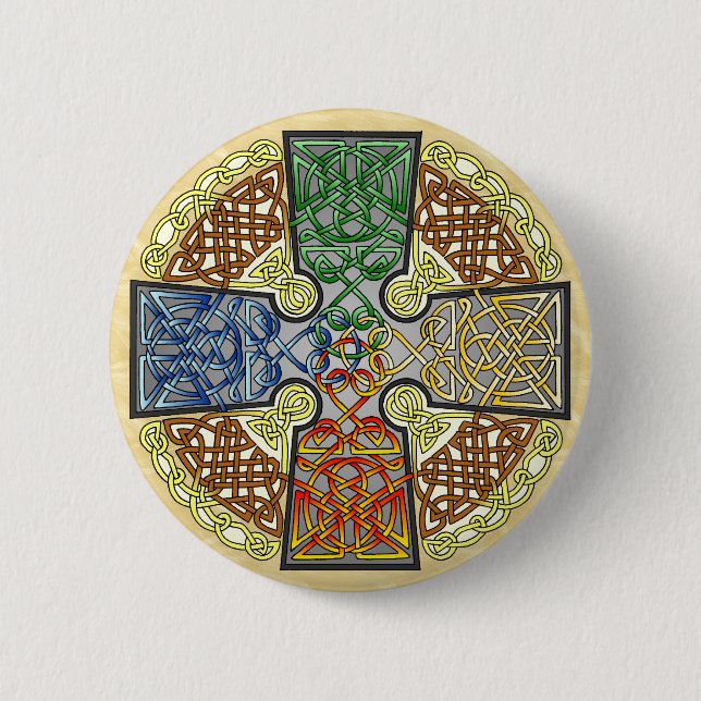 Elementares keltisches Kreuz-Medaillon Button (Vorderseite)