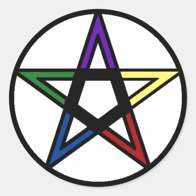 elementares Pentagramm Runder Aufkleber (Vorderseite)