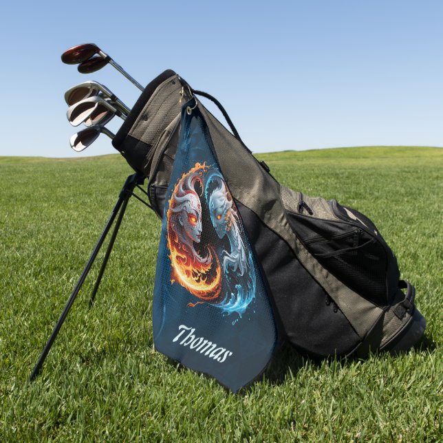 Elementarharmonie, Yin und Yang der Natur. Golfhandtuch (Gras)