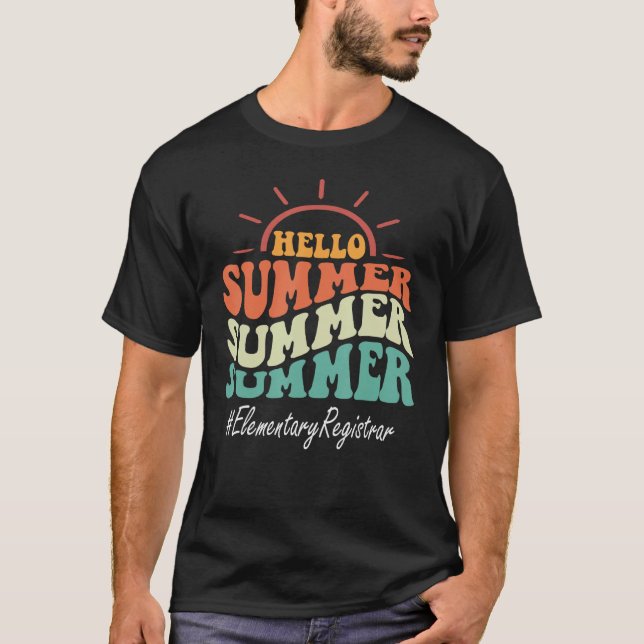 Elementary Registrar Groovy Last Day Of School Hel T-Shirt (Vorderseite)