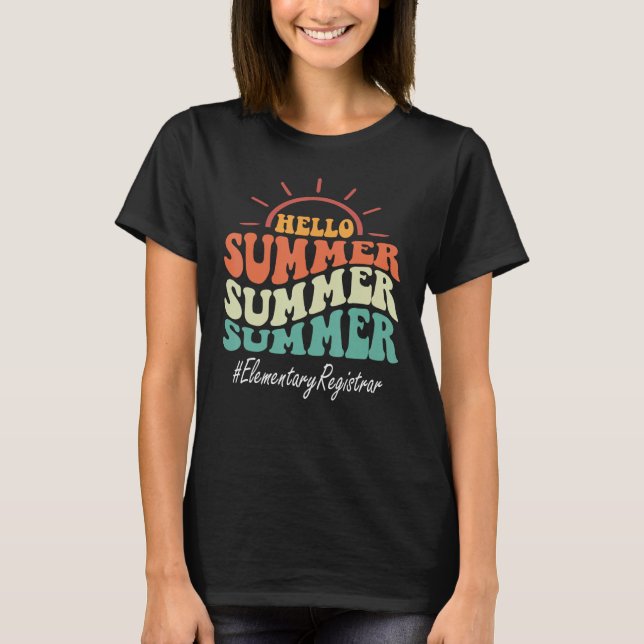 Elementary Registrar Groovy Last Day Of School Hel T-Shirt (Vorderseite)