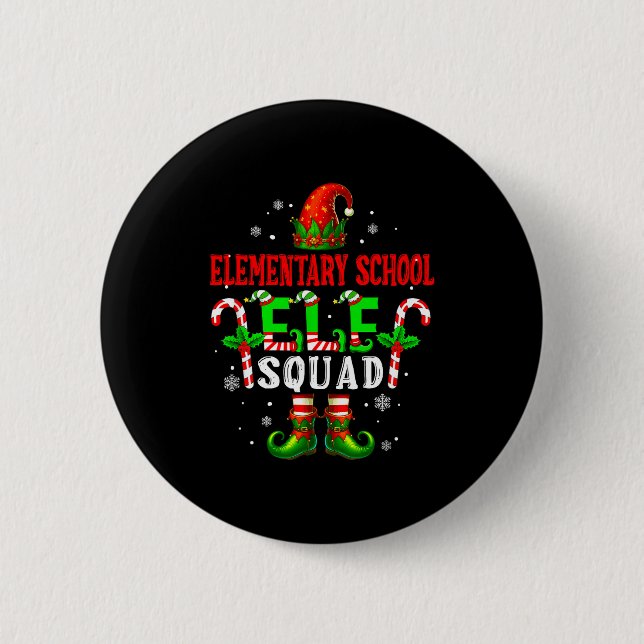 Elementary School Elf Squad Xmas Elf Hat Scute Ss  Button (Vorderseite)