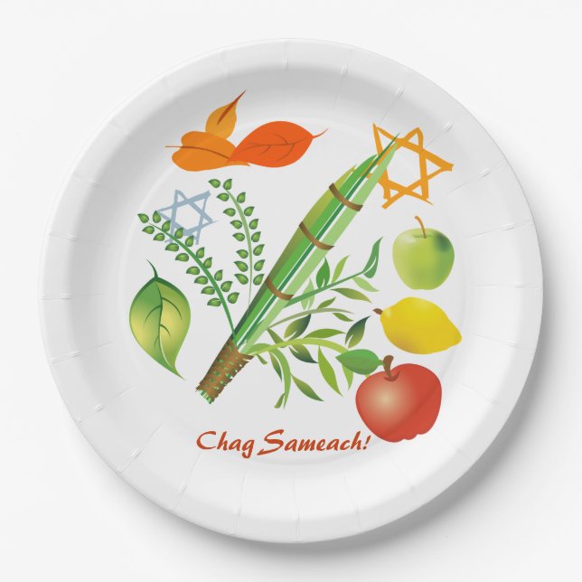 Elemente von Sukkot Pappteller (Vorderseite)
