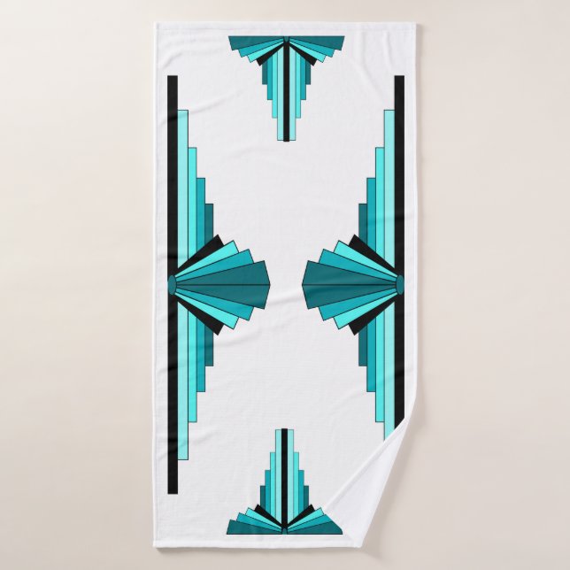 Éléments Art déco en vert turquoise (Serviette de bain)