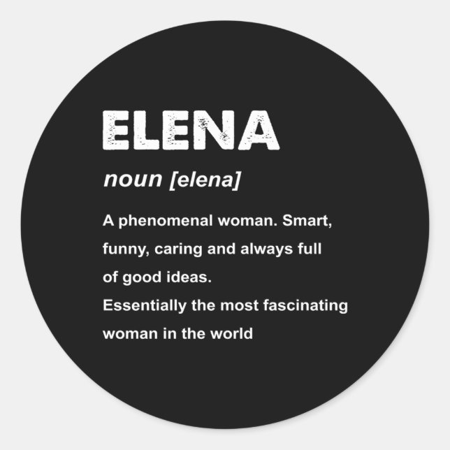 Elena Name Runder Aufkleber (Vorderseite)