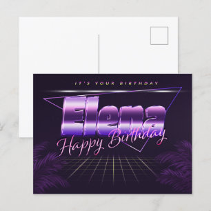 Elena Name Vorname lila Postkarte Geburtstag