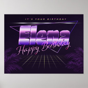 Elena Name Vorname lila retro Poster Geburtstag