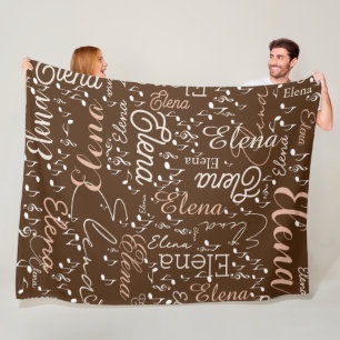Elena personalisierte musikalische Noten braun Fleecedecke