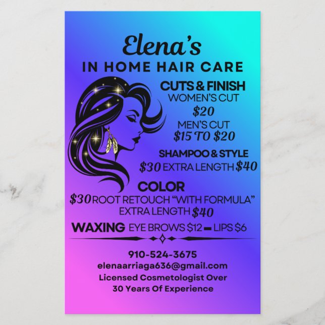 Elenas Haarstyling zu Hause Flyer (Vorne)