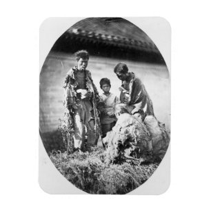 Elend in der China, c.1875 (b/w Foto) Magnet