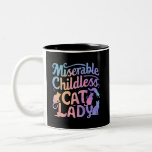 Elende kinderlose Katzenlady Zweifarbige Tasse