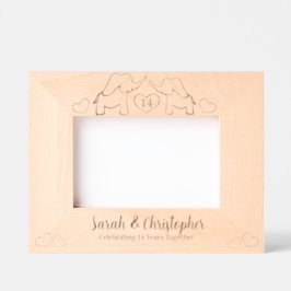 Elephant 14 ivory wedding anniversary wooden geätzte rahmen