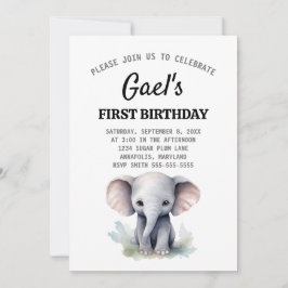 Elephant 1. Geburtstagsjunge Einladung
