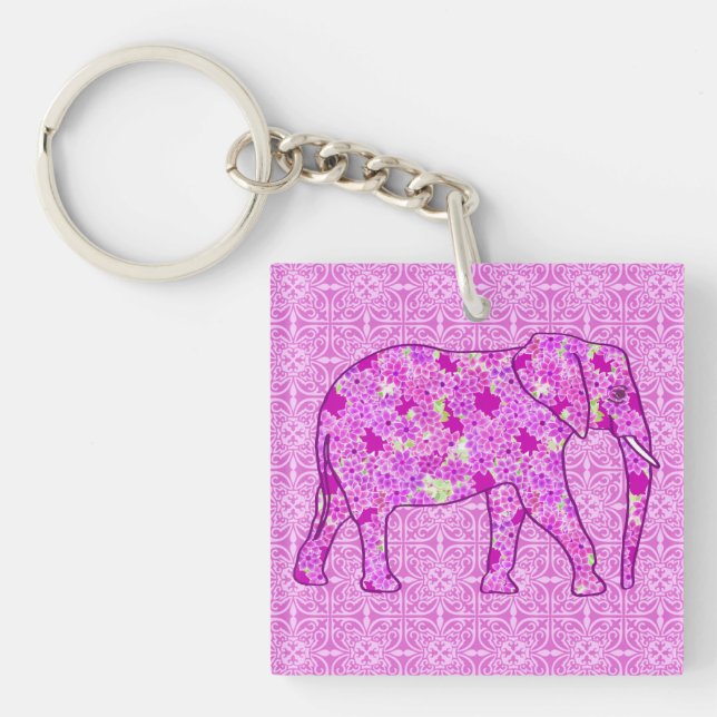 Eléphant à fleurs - orchidée et magenta (Devant)