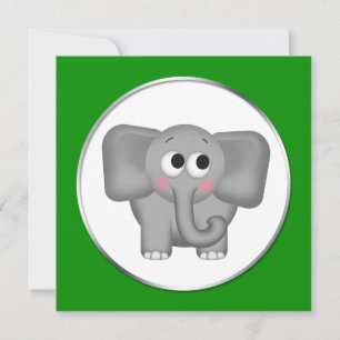 Eléphant adorable - Green Baby Shower Invitations