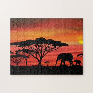 Elephant African Sunset