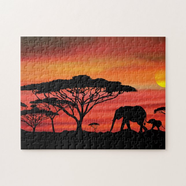 Elephant African Sunset (Horizontal)