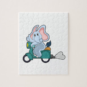 Elephant als Biker mit Scooter