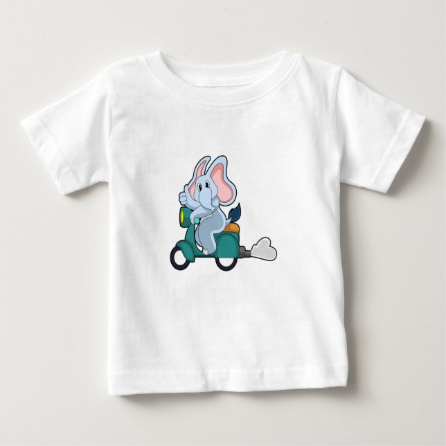 Elephant als Biker mit Scooter Baby T-shirt (Vorderseite)