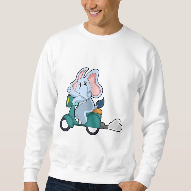 Elephant als Biker mit Scooter Sweatshirt (Vorderseite)