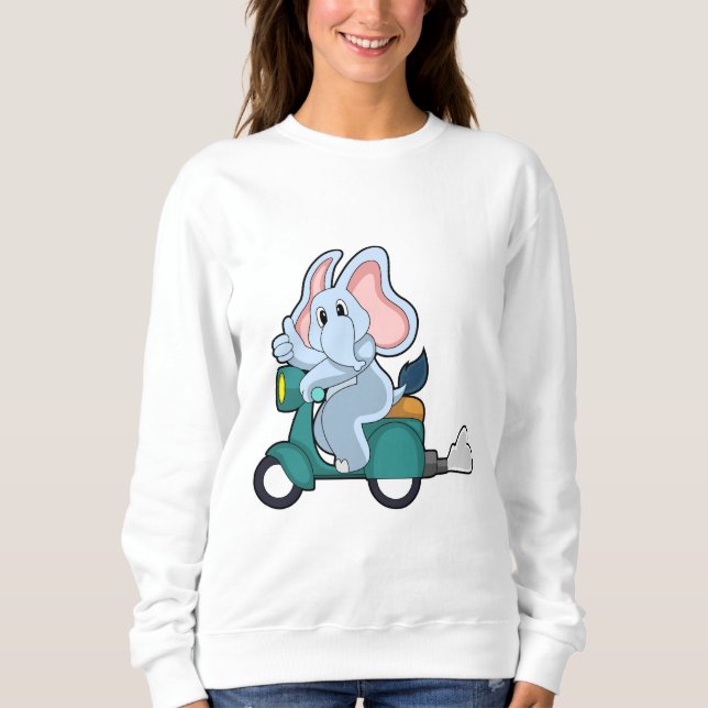 Elephant als Biker mit Scooter Sweatshirt (Vorderseite)