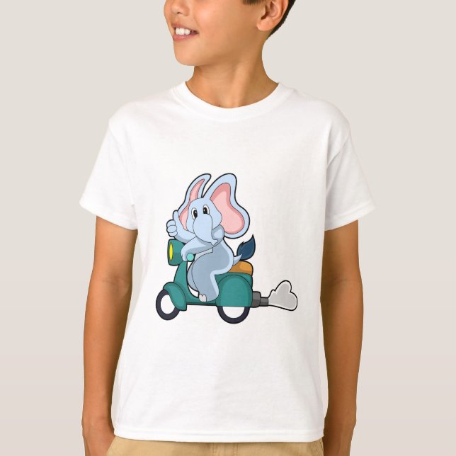 Elephant als Biker mit Scooter T-Shirt (Vorderseite)