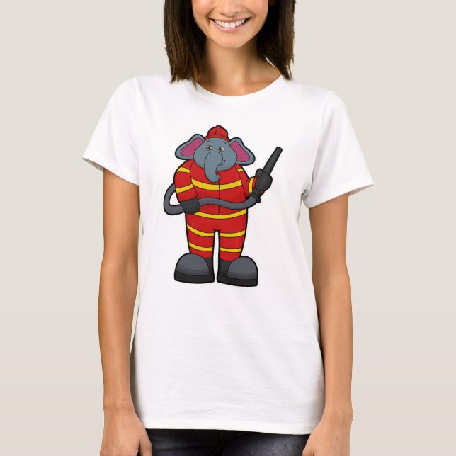 Elephant als Feuerwehrmann mit Schlauch T-Shirt (Vorderseite)