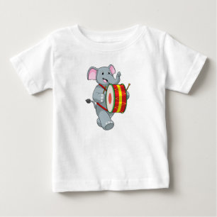 Elephant als Musiker mit Trommelfell Baby T-shirt