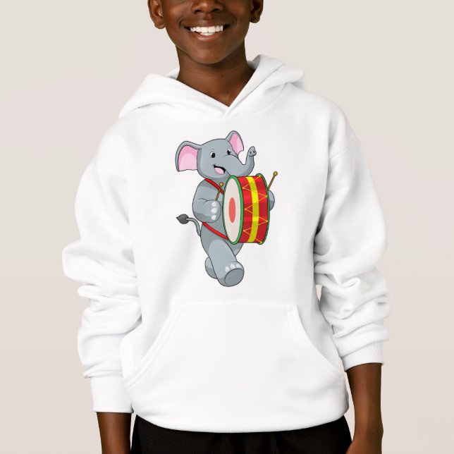 Elephant als Musiker mit Trommelfell Hoodie (Vorderseite)