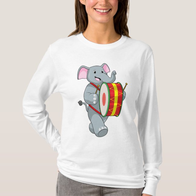 Elephant als Musiker mit Trommelfell T-Shirt (Vorderseite)