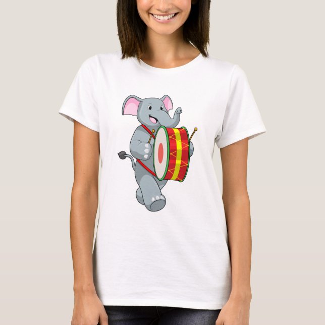 Elephant als Musiker mit Trommelfell T-Shirt (Vorderseite)