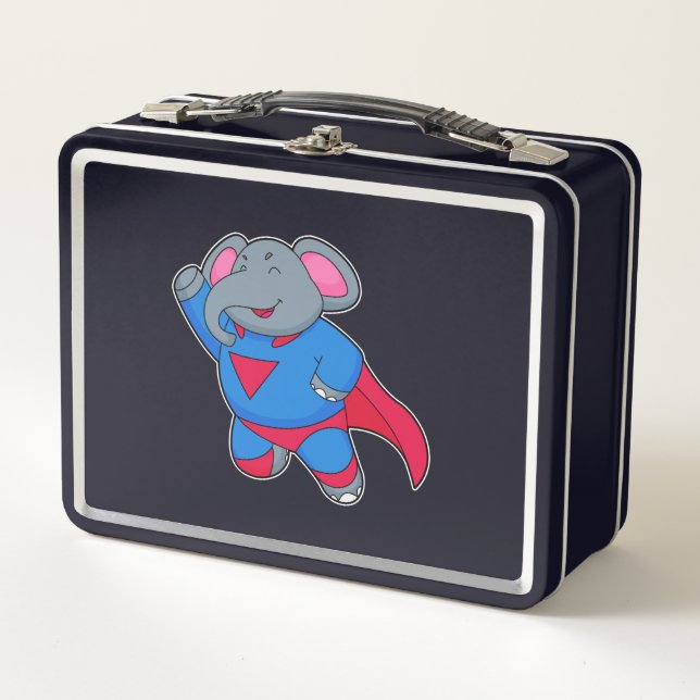 Elephant als Superhero Metall Brotdose (Vorderseite)