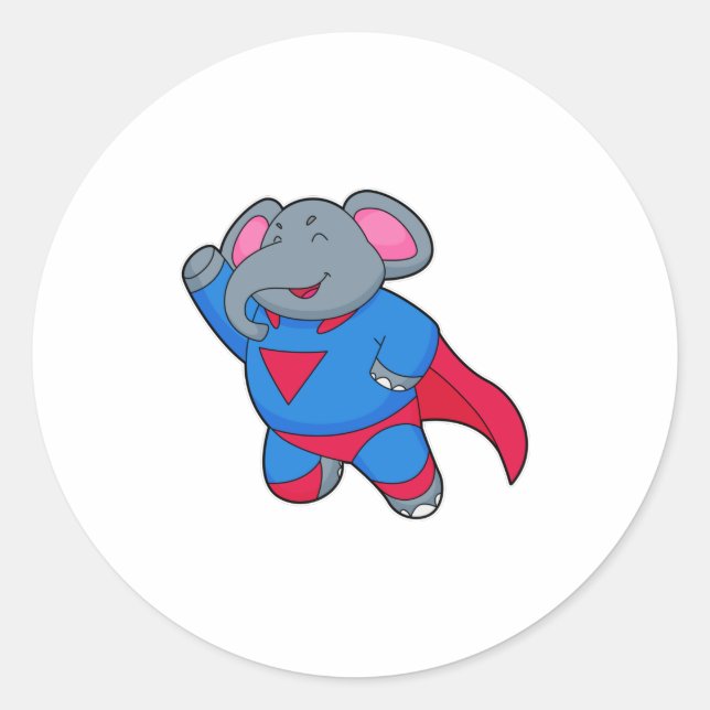 Elephant als Superhero Runder Aufkleber (Vorderseite)
