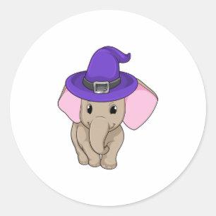 Elephant als Wizard Runder Aufkleber
